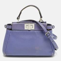 مملوكة مسبقًا Fendi Peekaboo Micro Purple Leather Crossbody Bag