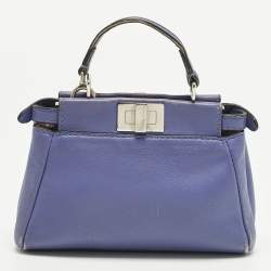 مملوكة مسبقًا Fendi Peekaboo Micro Purple Leather Crossbody Bag