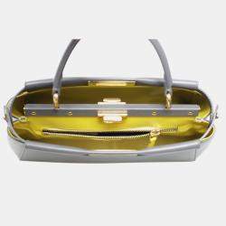 Pre Owned Fendi Grey Leather Peekaboo Bag