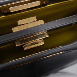 Pre Owned Fendi Grey Leather Peekaboo Bag