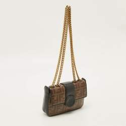 مملوكة مسبقًا Fendi FF 1974 Brown/Black Zucca Coated Canvas and Leather Crossbody Bag