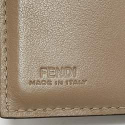Pre Owned Fendi Baguette Micro Beige Leather Trifold Wallet