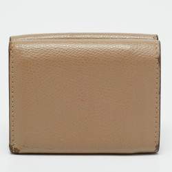 Pre Owned Fendi Baguette Micro Beige Leather Trifold Wallet