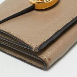 Pre Owned Fendi Baguette Micro Beige Leather Trifold Wallet
