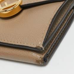 Pre Owned Fendi Baguette Micro Beige Leather Trifold Wallet