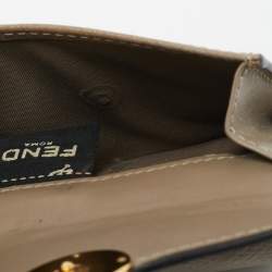 Pre Owned Fendi Baguette Micro Beige Leather Trifold Wallet