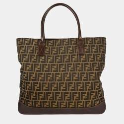 Pre Owned Fendi Brown Canvas Zucca Tote Bag