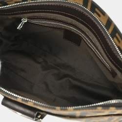 Pre Owned Fendi Zucca Brown Canvas Shoulder Bag