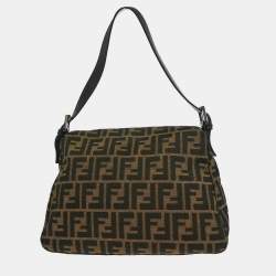 Pre Owned Fendi Zucca Mamma Baguette Brown Canvas Shoulder Bag