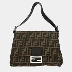 Pre Owned Fendi Brown Canvas Zucca Mamma Baguette Handbag