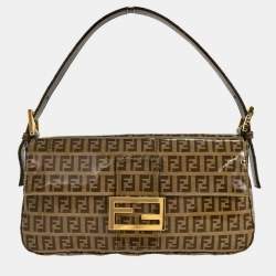 Pre Owned Fendi Brown PVC Zucchino Baguette Handbag