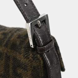 Pre Owned Fendi Baguette Brown Wool Shoulder Bag