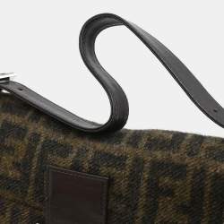 Pre Owned Fendi Baguette Brown Wool Shoulder Bag