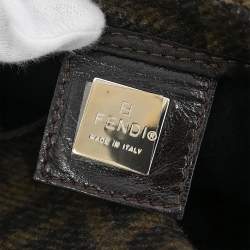 Pre Owned Fendi Baguette Brown Wool Shoulder Bag