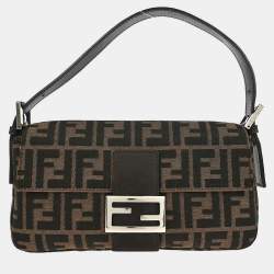 Pre Owned Fendi Brown Canvas Zucca Baguette Handbag