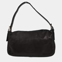 Pre Owned Fendi Baguette Black Lambskin Leather Shoulder Bag