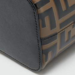 Pre Owned Fendi Mon Tresor Mini Black/Brown FF Leather Bucket Bag