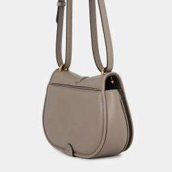 Pre Owned Fendi C'Mon Shoulder Bag Greige Leather Size Small