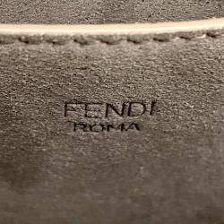 Pre Owned Fendi C'Mon Shoulder Bag Greige Leather Size Small