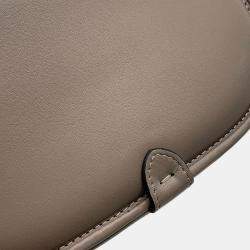 Pre Owned Fendi C'Mon Shoulder Bag Greige Leather Size Small