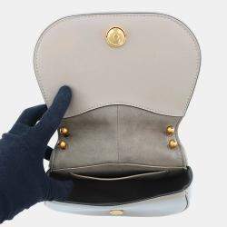 Pre Owned Fendi C'Mon Shoulder Bag Greige Leather Size Small