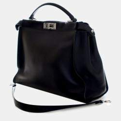 Pre Owned Fendi Peekaboo Monster Eyes Large Calfskin Leather Top Handle Bag