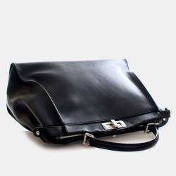 Pre Owned Fendi Peekaboo Monster Eyes Large Calfskin Leather Top Handle Bag