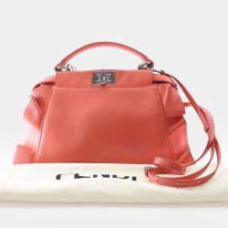 Pre Owned Fendi Peekaboo Iconic Waves Mini Nappa Leather Satchel Bag