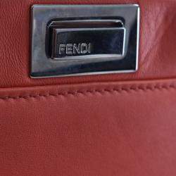 Pre Owned Fendi Peekaboo Iconic Waves Mini Nappa Leather Satchel Bag