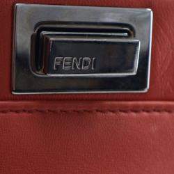 Pre Owned Fendi Peekaboo Iconic Waves Mini Nappa Leather Satchel Bag