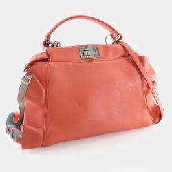 Pre Owned Fendi Peekaboo Iconic Waves Mini Nappa Leather Satchel Bag