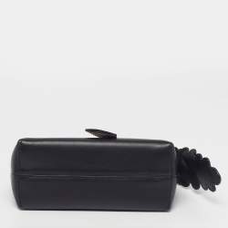 Pre Owned Fendi Flowerland By The Way Mini Black Leather and Python Trim Shoulder Bag