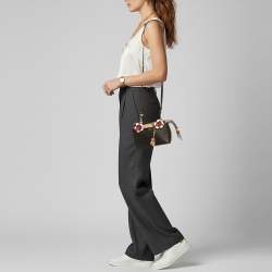 Pre Owned Fendi Flowerland By The Way Mini Black Leather and Python Trim Shoulder Bag