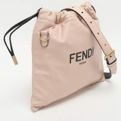 Pre Owned Fendi Pink Leather Drawstring Crossbody Pouch