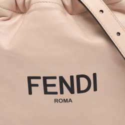 Pre Owned Fendi Pink Leather Drawstring Crossbody Pouch