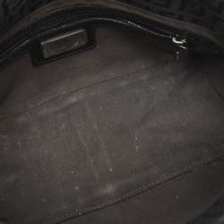 Pre Owned Fendi Forever Brown/Black Zucchino Canvas and Leather Baguette Bag