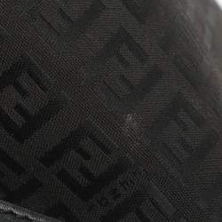 Pre Owned Fendi Forever Brown/Black Zucchino Canvas and Leather Baguette Bag