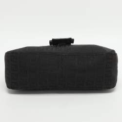 Pre Owned Fendi Forever Brown/Black Zucchino Canvas and Leather Baguette Bag