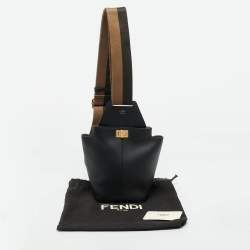 Pre Owned Fendi Guitar Black Leather Sling Bag