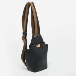 Pre Owned Fendi Guitar Black Leather Sling Bag