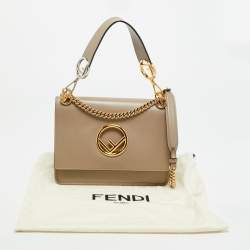 Pre Owned حقيبة فاندي كان أي لوغو جلد بيج/بني و مخمل إف إف بيد علوية