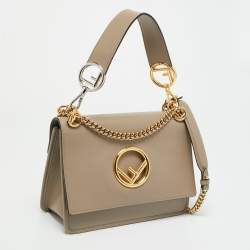 Pre Owned حقيبة فاندي كان أي لوغو جلد بيج/بني و مخمل إف إف بيد علوية