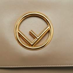 Pre Owned حقيبة فاندي كان أي لوغو جلد بيج/بني و مخمل إف إف بيد علوية