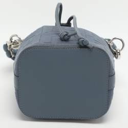 Pre Owned Fendi Mon Tresor Mini Blue Canvas Leather Bucket Bag