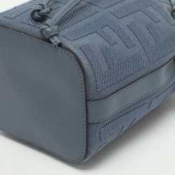 Pre Owned Fendi Mon Tresor Mini Blue Canvas Leather Bucket Bag