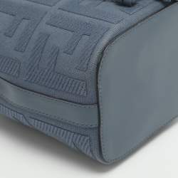 Pre Owned Fendi Mon Tresor Mini Blue Canvas Leather Bucket Bag