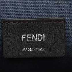 Pre Owned Fendi Mon Tresor Mini Blue Canvas Leather Bucket Bag