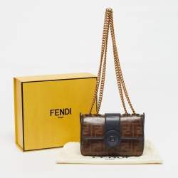 Pre Owned حقيبة كتف فندي زوكا مطلية قماش أسود/بني صغيرة 1974