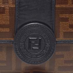 Pre Owned حقيبة كتف فندي زوكا مطلية قماش أسود/بني صغيرة 1974