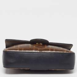 Pre Owned حقيبة كتف فندي زوكا مطلية قماش أسود/بني صغيرة 1974